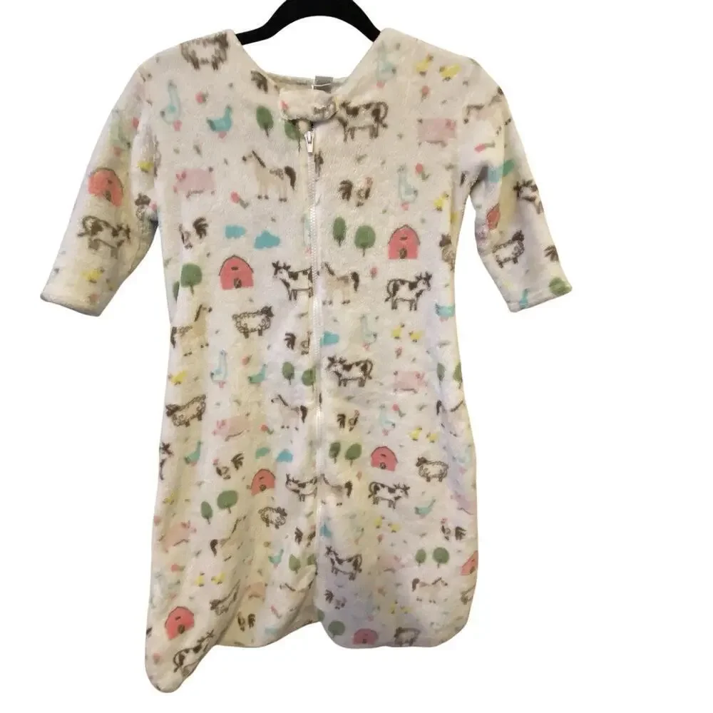 HB Fluffy Soft Fleece SLEEP SACKS Baby Infant XL 18-24M Farm Animals Print ZipUp